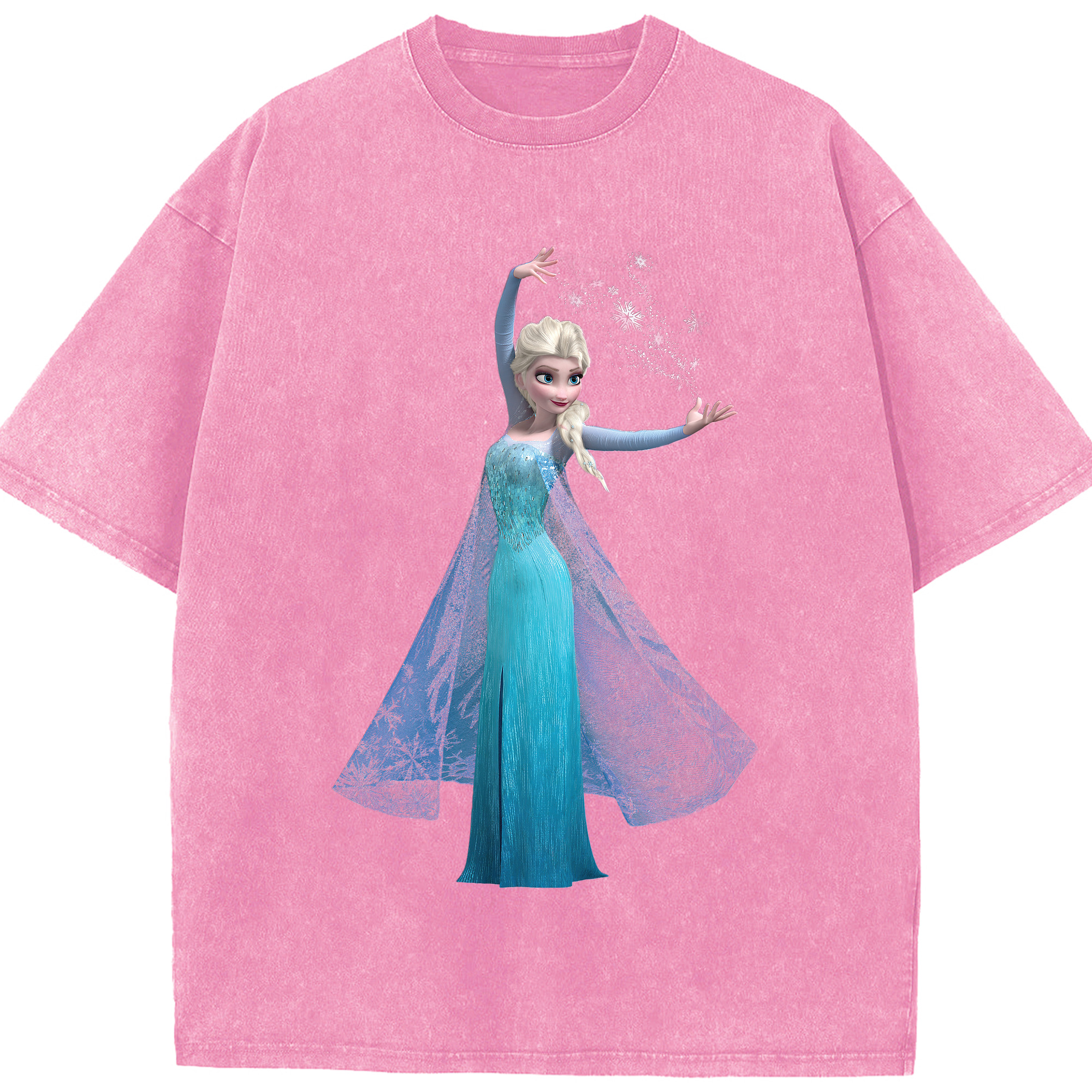 （画像用） アナと雪の女王 アンナ エルサ Frozen Anna Elsa 綿100% ヴィンテージ風 半袖Tシャツ（フロントプリント）